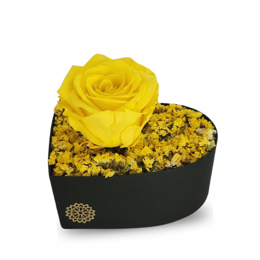 Rosa Eterna Corazón Amarilla