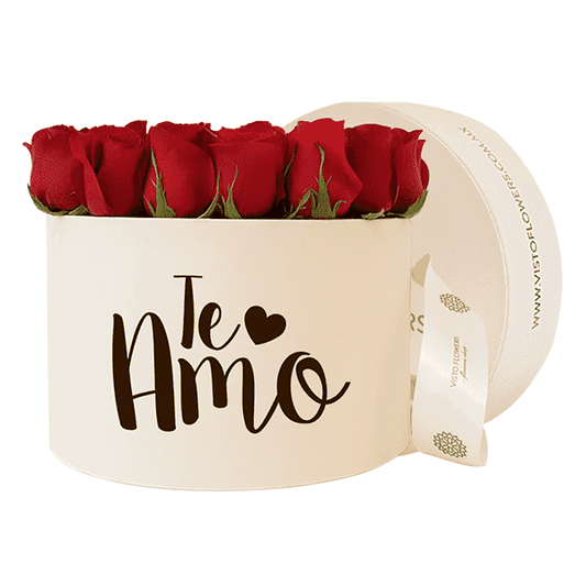 Caja Frase -Te Amo- Rosas Rojas