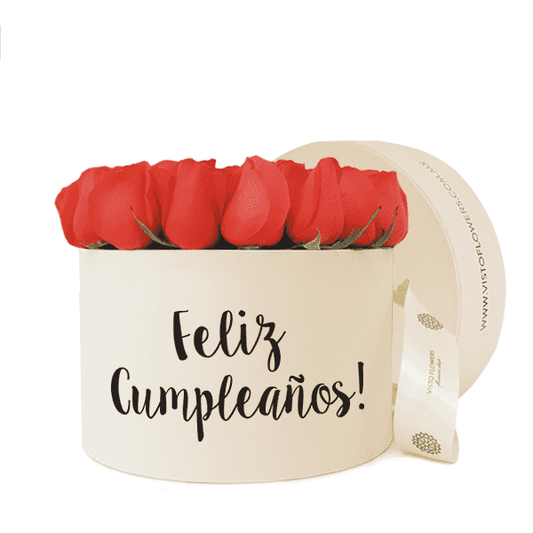 caja-rosas-naranja-fuerte-feliz-cumpleaños